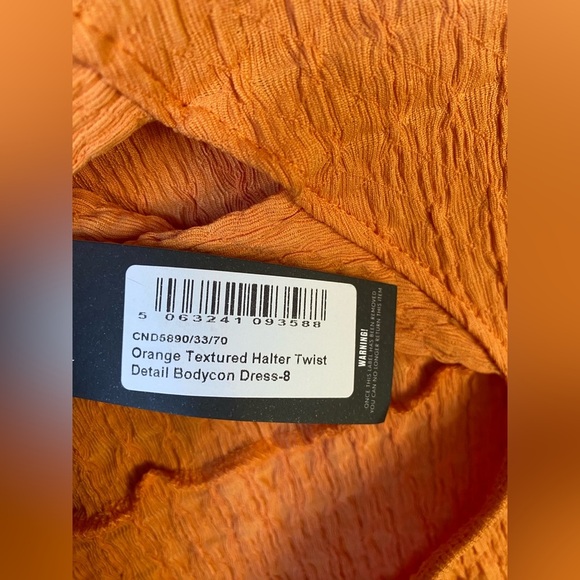 Pretty Little Thing Orange Twist Halter Cut-Out Dress US 4 Bodycon Mini NWT - Picture 6 of 6